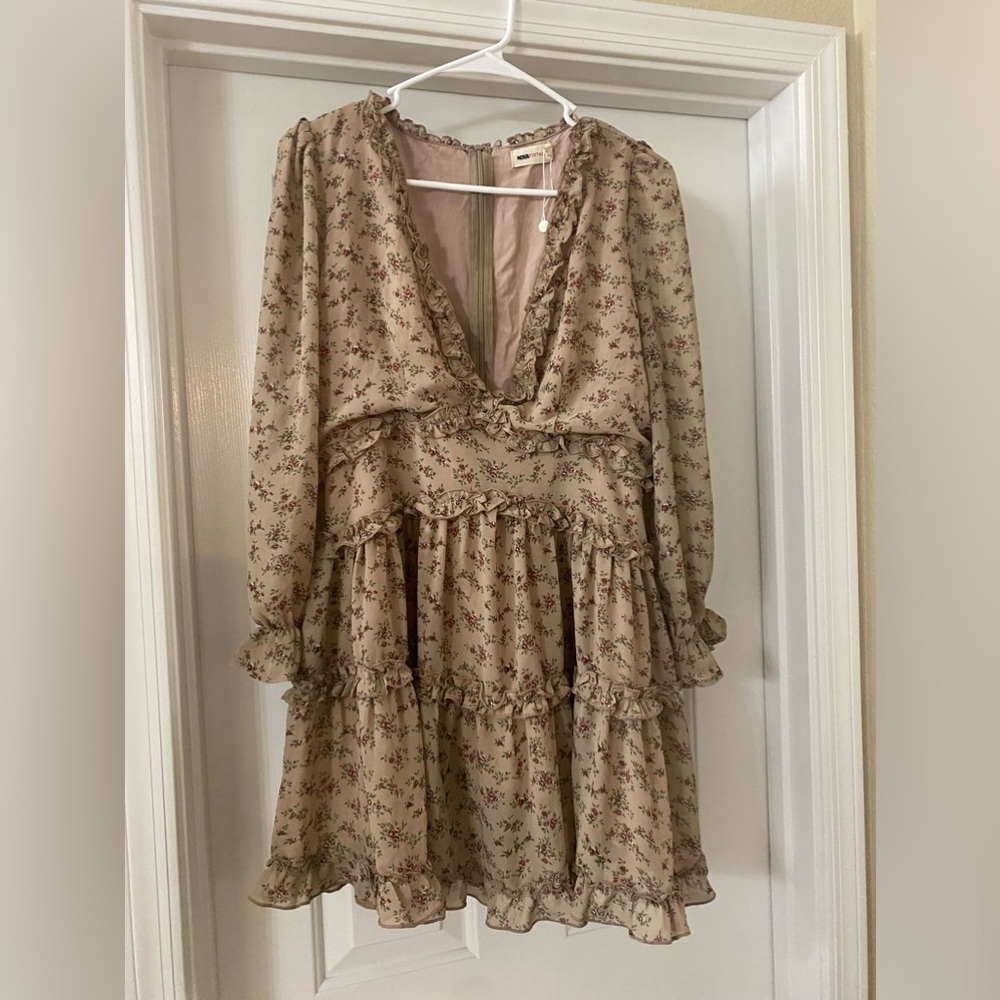 Dusty rose mini dress with ruffle detail